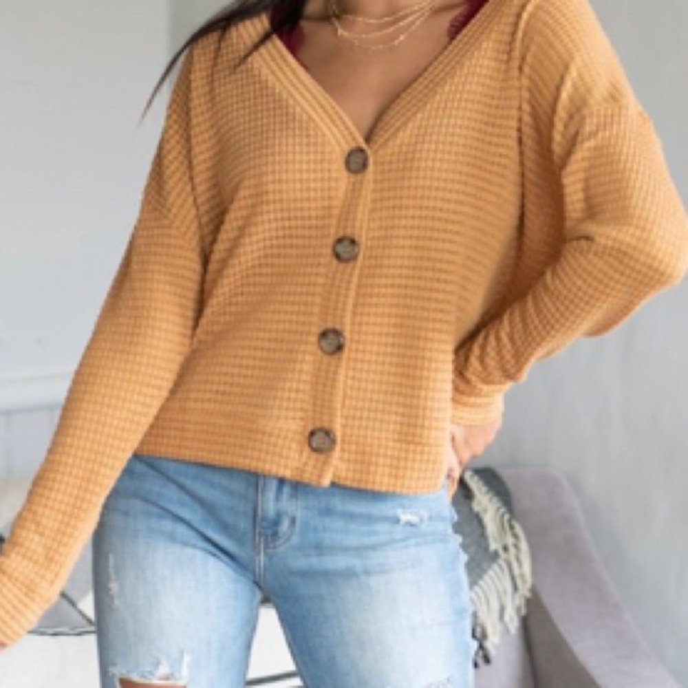 NWT Double  Zero Waffle Knit Cardigan